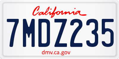 CA license plate 7MDZ235