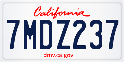 CA license plate 7MDZ237
