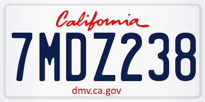 CA license plate 7MDZ238