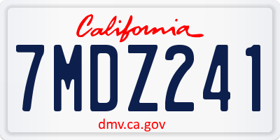 CA license plate 7MDZ241