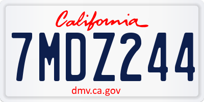 CA license plate 7MDZ244