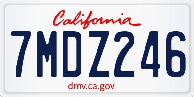 CA license plate 7MDZ246