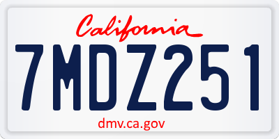 CA license plate 7MDZ251