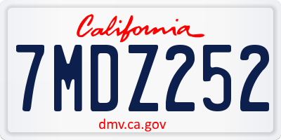 CA license plate 7MDZ252