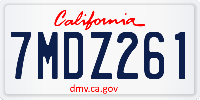 CA license plate 7MDZ261