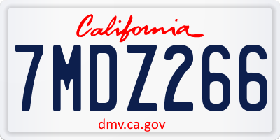 CA license plate 7MDZ266