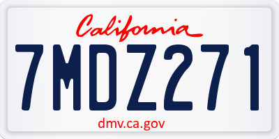CA license plate 7MDZ271