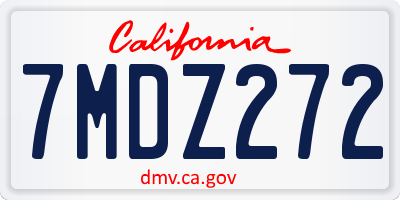 CA license plate 7MDZ272