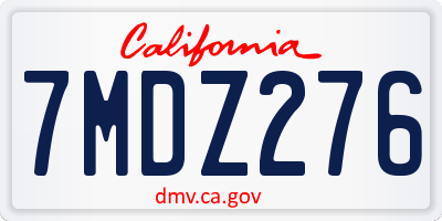 CA license plate 7MDZ276