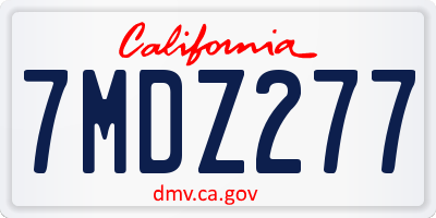 CA license plate 7MDZ277