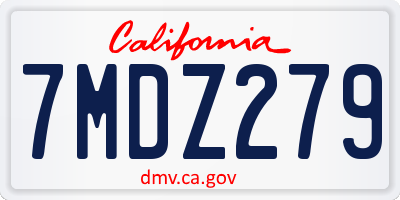 CA license plate 7MDZ279