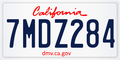 CA license plate 7MDZ284