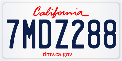 CA license plate 7MDZ288