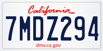 CA license plate 7MDZ294