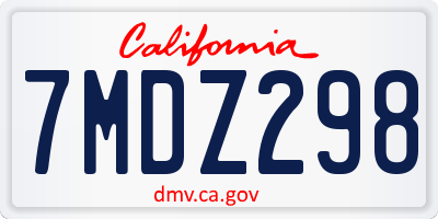 CA license plate 7MDZ298