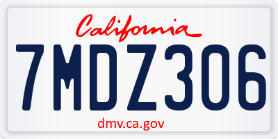CA license plate 7MDZ306