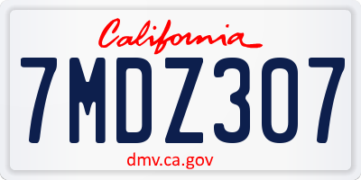 CA license plate 7MDZ307