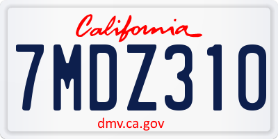 CA license plate 7MDZ310