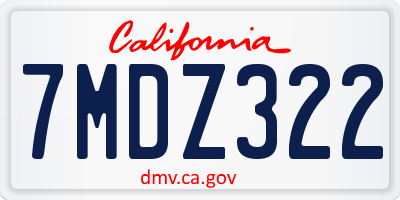 CA license plate 7MDZ322