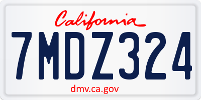 CA license plate 7MDZ324