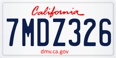 CA license plate 7MDZ326