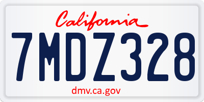 CA license plate 7MDZ328