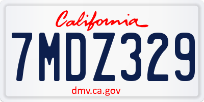CA license plate 7MDZ329