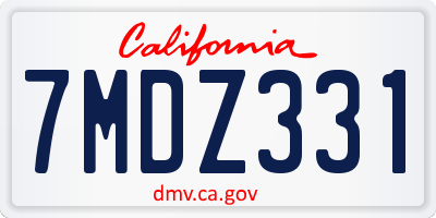 CA license plate 7MDZ331
