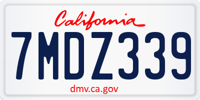 CA license plate 7MDZ339