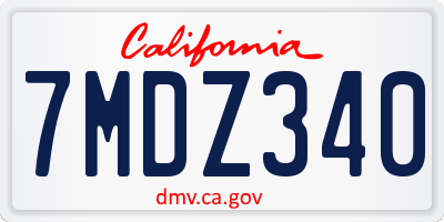 CA license plate 7MDZ340