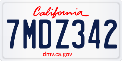 CA license plate 7MDZ342
