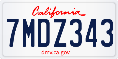 CA license plate 7MDZ343