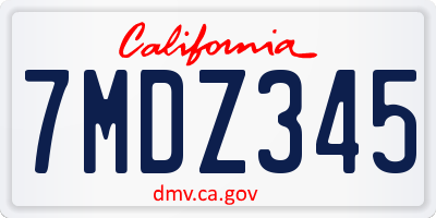 CA license plate 7MDZ345