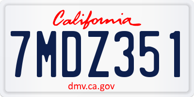 CA license plate 7MDZ351