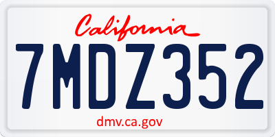 CA license plate 7MDZ352