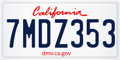 CA license plate 7MDZ353