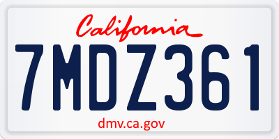 CA license plate 7MDZ361