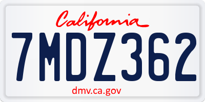 CA license plate 7MDZ362