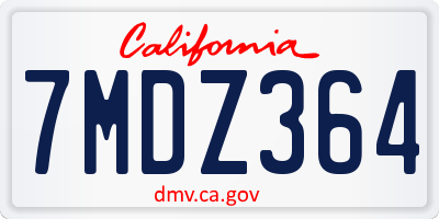 CA license plate 7MDZ364
