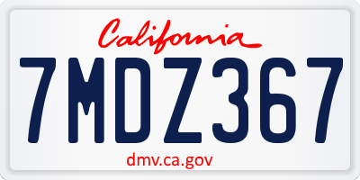 CA license plate 7MDZ367