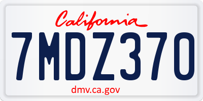 CA license plate 7MDZ370