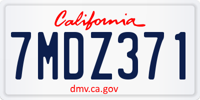 CA license plate 7MDZ371