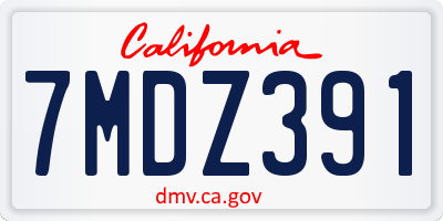 CA license plate 7MDZ391