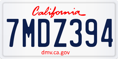 CA license plate 7MDZ394