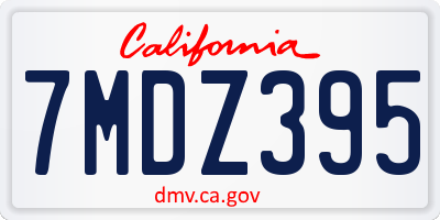 CA license plate 7MDZ395