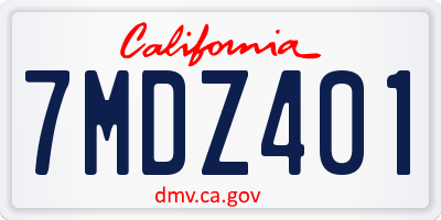 CA license plate 7MDZ401