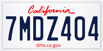 CA license plate 7MDZ404