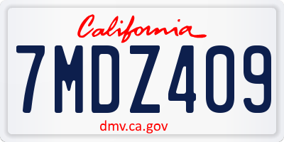 CA license plate 7MDZ409