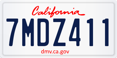 CA license plate 7MDZ411