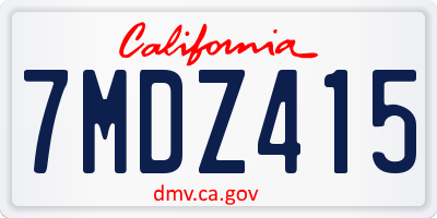 CA license plate 7MDZ415